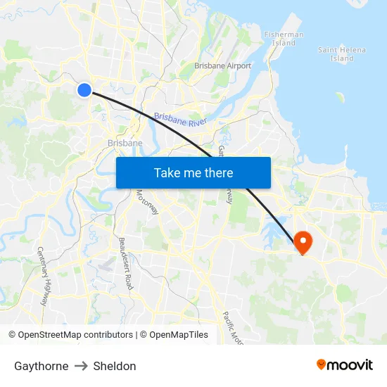 Gaythorne to Sheldon map
