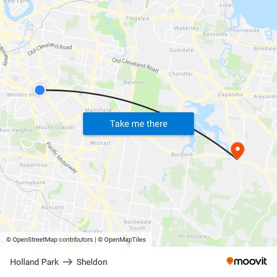 Holland Park to Sheldon map