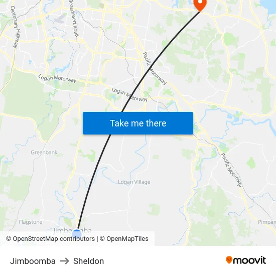 Jimboomba to Sheldon map