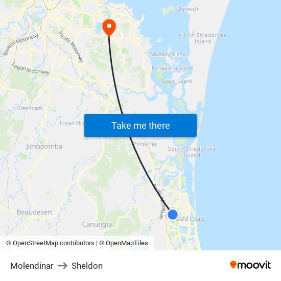 Molendinar to Sheldon map