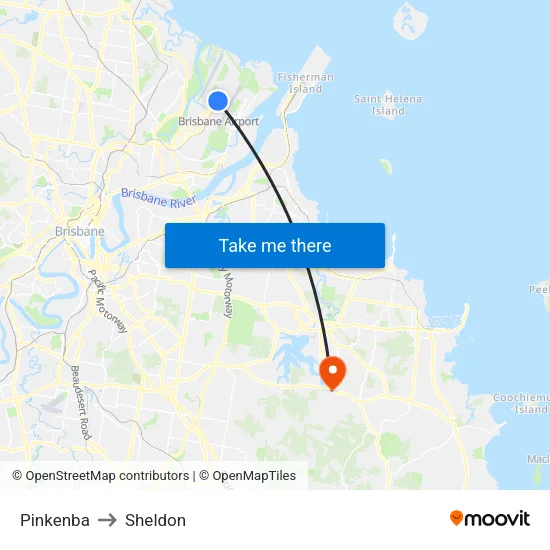 Pinkenba to Sheldon map