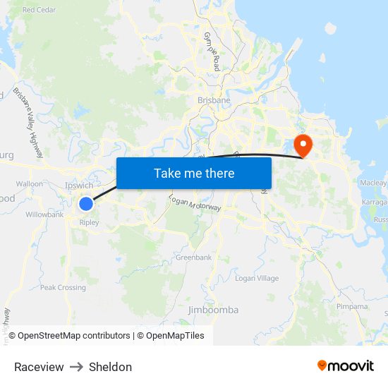 Raceview to Sheldon map