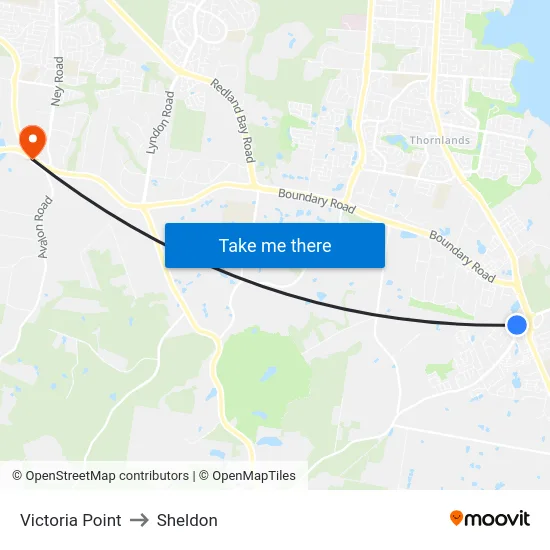 Victoria Point to Sheldon map