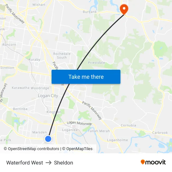Waterford West to Sheldon map
