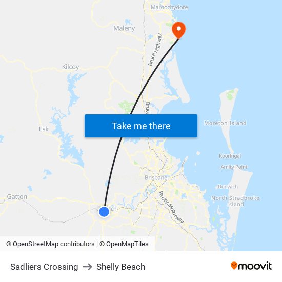 Sadliers Crossing to Shelly Beach map