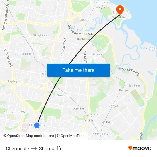 Chermside to Shorncliffe map
