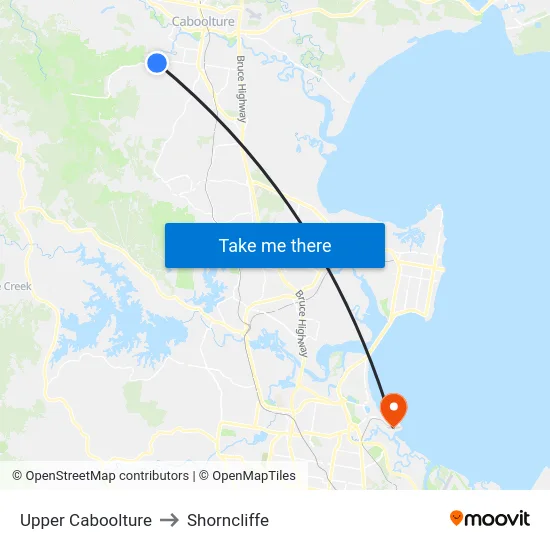 Upper Caboolture to Shorncliffe map