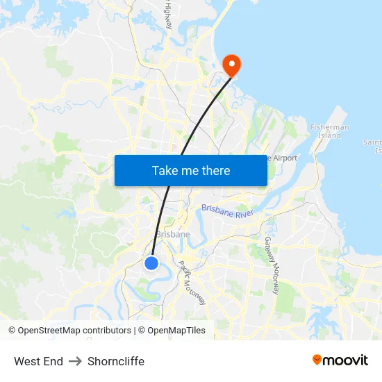 West End to Shorncliffe map