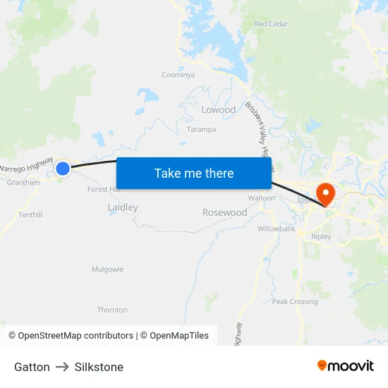 Gatton to Silkstone map