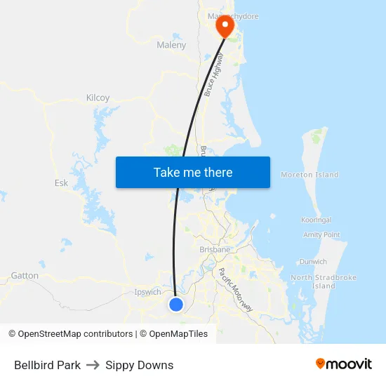Bellbird Park to Sippy Downs map