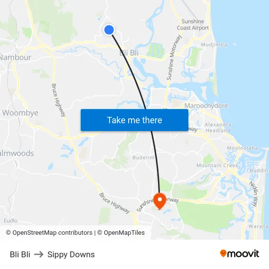 Bli Bli to Sippy Downs map