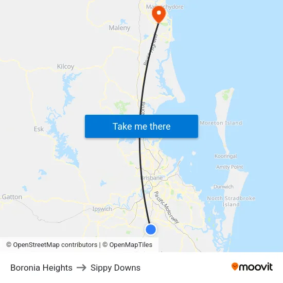 Boronia Heights to Sippy Downs map