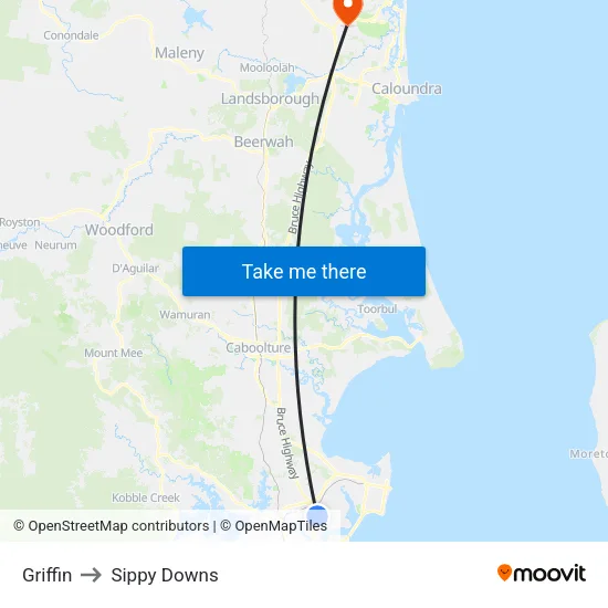 Griffin to Sippy Downs map
