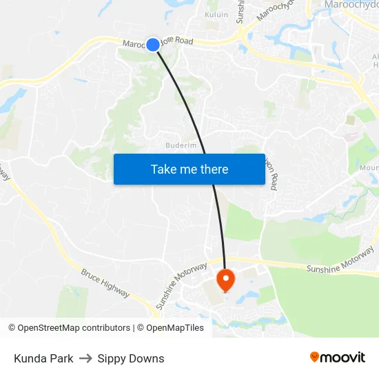 Kunda Park to Sippy Downs map