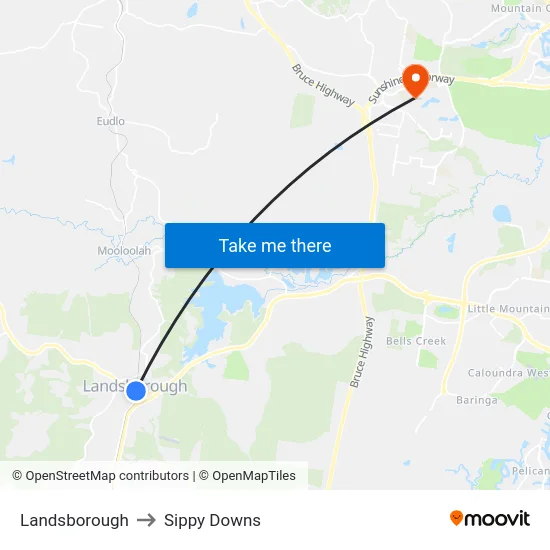 Landsborough to Sippy Downs map