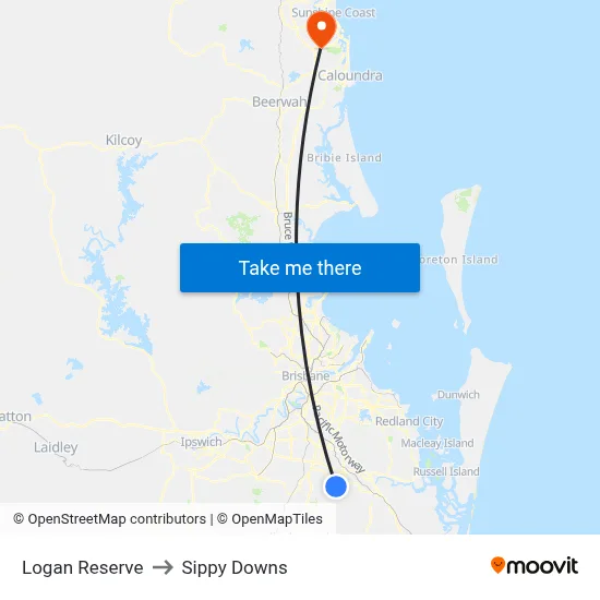 Logan Reserve to Sippy Downs map