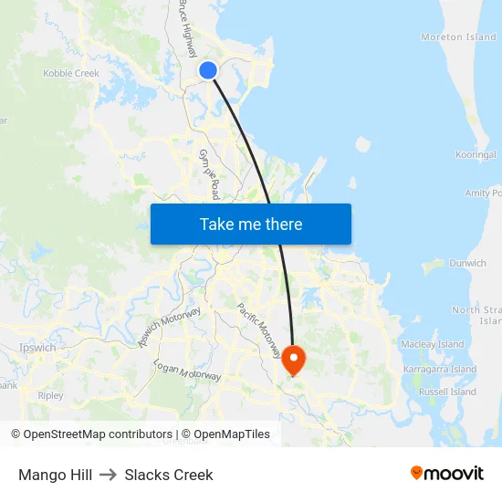 Mango Hill to Slacks Creek map