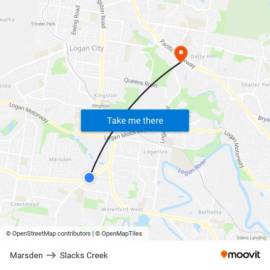 Marsden to Slacks Creek map