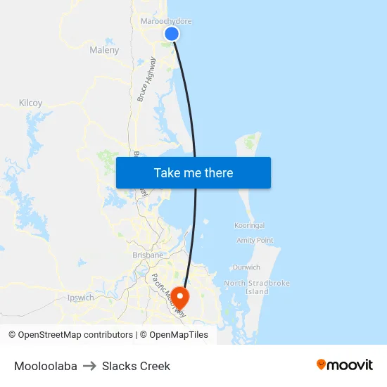 Mooloolaba to Slacks Creek map