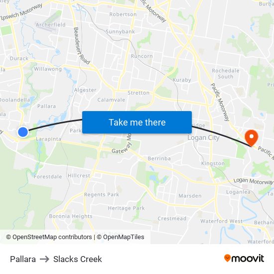 Pallara to Slacks Creek map