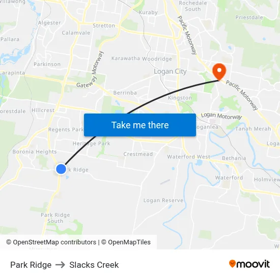 Park Ridge to Slacks Creek map
