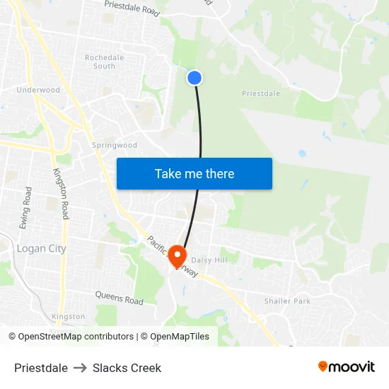 Priestdale to Slacks Creek map