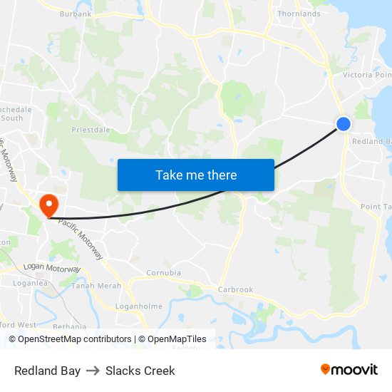 Redland Bay to Slacks Creek map