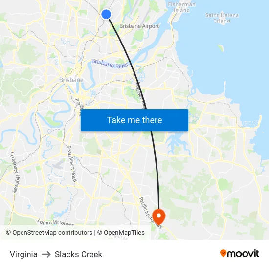 Virginia to Slacks Creek map