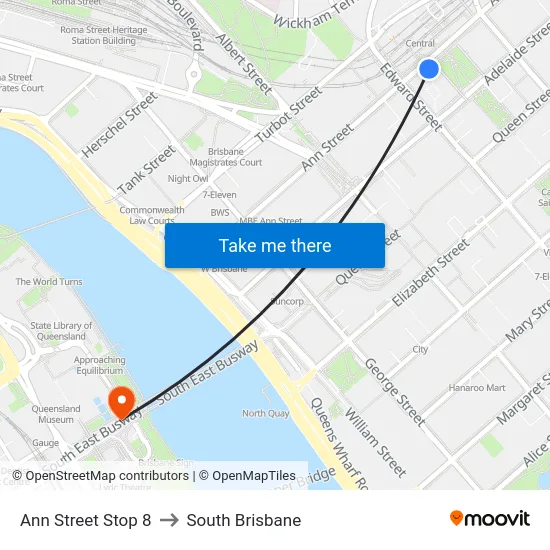 Ann Street Stop 8 to South Brisbane map