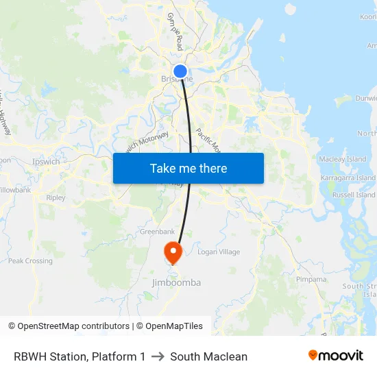 RBWH Station, Platform 1 to South Maclean map