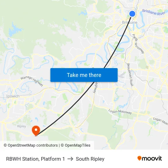 RBWH Station, Platform 1 to South Ripley map