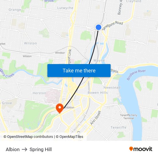 Albion to Spring Hill map