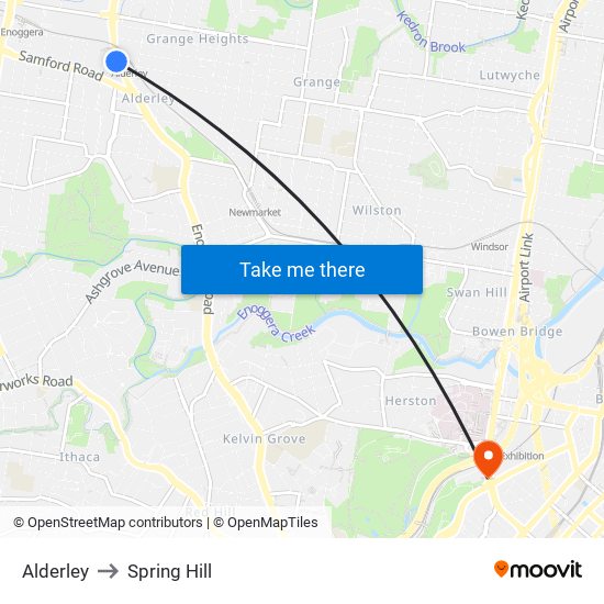 Alderley to Spring Hill map