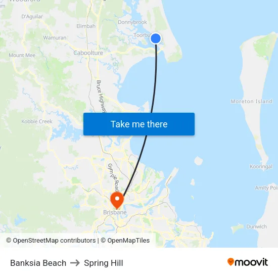 Banksia Beach to Spring Hill map