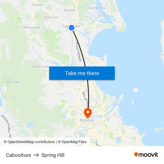 Caboolture to Spring Hill map