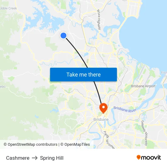 Cashmere to Spring Hill map
