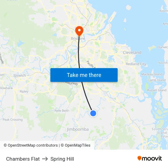 Chambers Flat to Spring Hill map