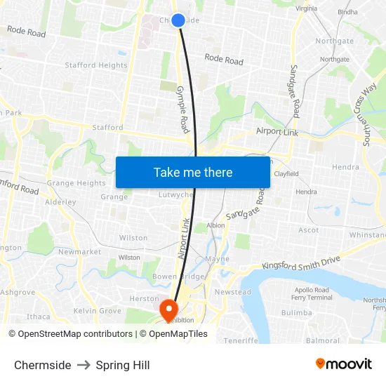 Chermside to Spring Hill map