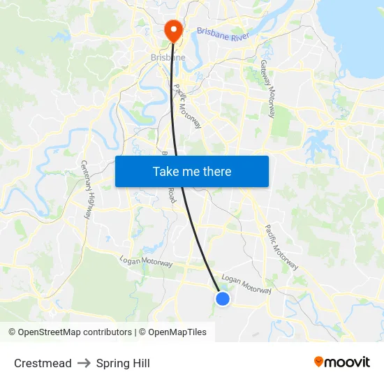 Crestmead to Spring Hill map
