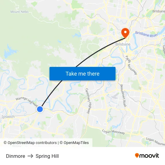 Dinmore to Spring Hill map