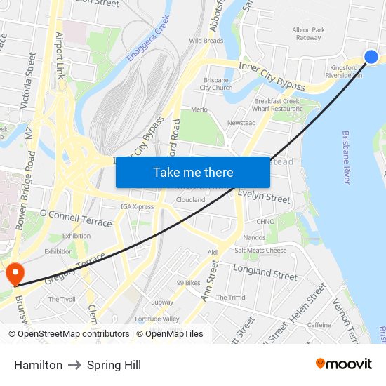 Hamilton to Spring Hill map