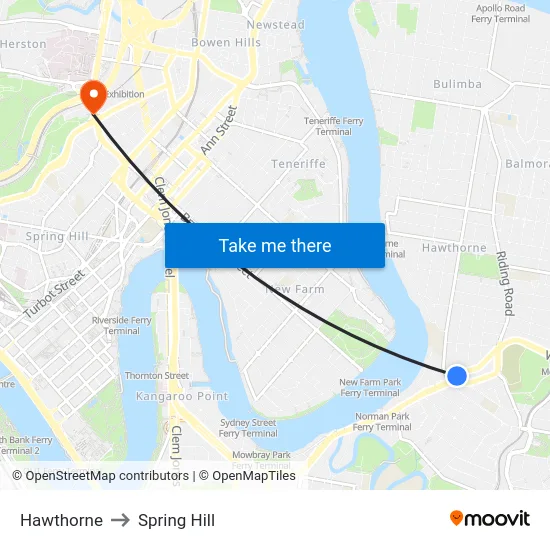 Hawthorne to Spring Hill map