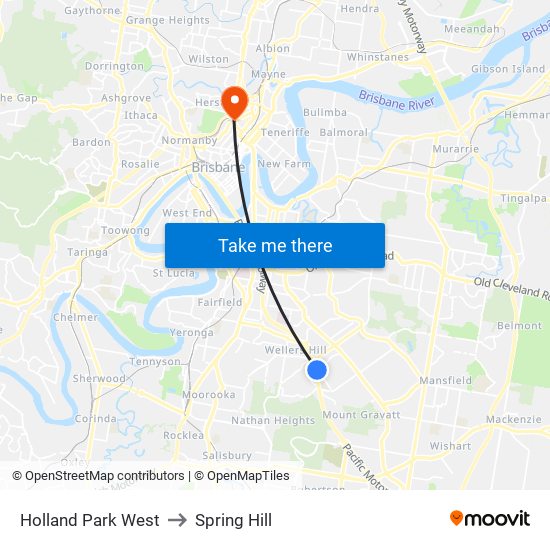 Holland Park West to Spring Hill map