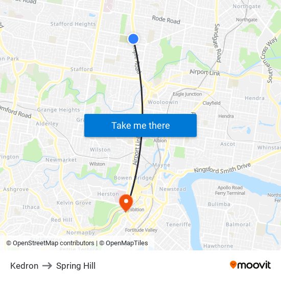 Kedron to Spring Hill map