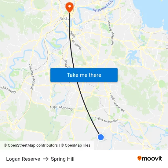 Logan Reserve to Spring Hill map