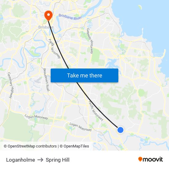 Loganholme to Spring Hill map