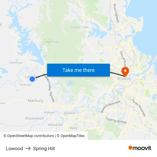 Lowood to Spring Hill map