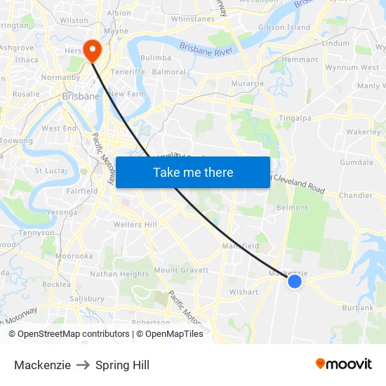 Mackenzie to Spring Hill map