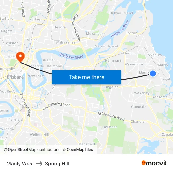 Manly West to Spring Hill map