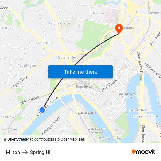 Milton to Spring Hill map